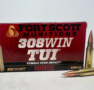 Fort Scott Munitions 308 Winchester Ammunition FSM308150SCV2 150 Grain Solid Copper Spun 20 Rounds