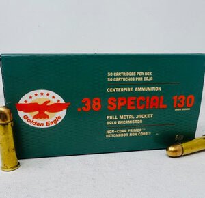 Golden Eagle 38 Special Ammunition 1E382507 130 Grain Full Metal Jacket 50 Rounds