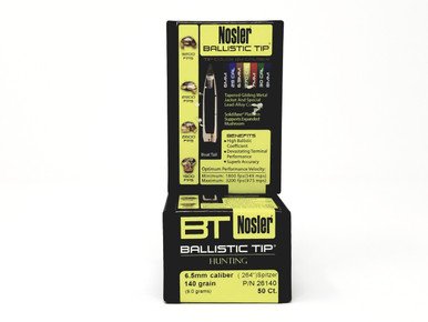 Nosler 6.5mm/.264 diam Reloading Bullets 26140 140 Grain Spitzer 50 Pieces