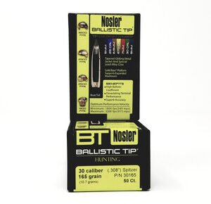 Nosler 30 Caliber/.308 diam Reloading Bullets 30165 165 Grain Spitzer 50 Pieces