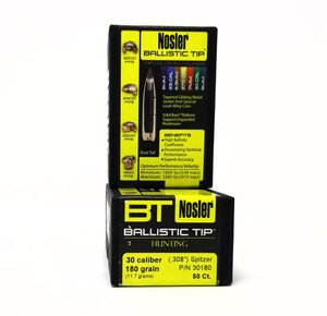 Nosler 30 Caliber (.308 diam) Reloading Bullets 30180 180 Grain Spitzer 50 Pieces