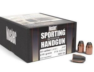 Nosler 41 Caliber Bullet 43012 210 Grain Jacketed Hollow Point Sporting Handgun Revolver 100 Count