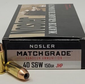 Nosler Match Grade 40 S&W Ammunition NOS51181 150 Grain Jacketed Hollow Point 50 Rounds