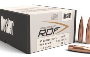 Nosler 30 Caliber (.308 Dia) Reloading Bullets Ultra-High BC 53434 210 Grain Hollow Point Boat Tail 100 Pieces