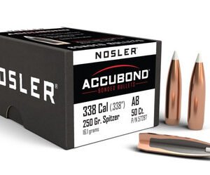 Nosler Accubond 338 Caliber (.338") Spitzer 250 Grain Ballistic Tip Reloading Bullets 50 Pieces