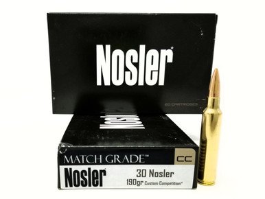 Nosler 30 Nosler Ammunition Match Grade 60029 190 Grain Custom Competition 20 Rounds