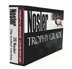 Nosler 26 Nosler Ammunition Trophy Grade 60110 129 Grain AccuBond Long Range 20 Rounds