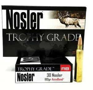 Nosler 30 Nosler Ammunition Trophy Grade 60117 180 Grain AccuBond 20 Rounds