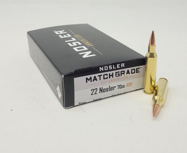 Nosler 22 Nosler Ammunition NOS60124 70 Grain RDF Hollow Point 20 Rounds