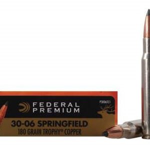 Federal 30-06 Ammunition Vital-Shok P3006TC1 180 Grain Trophy Copper Tipped Lead-Free 20 rounds