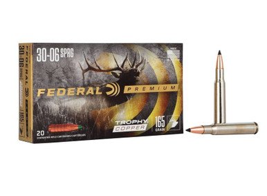 Federal 30-06 Ammunition Vital-Shok P3006TC2 165 Grain Trophy Copper Tipped Lead-Free 20 rounds
