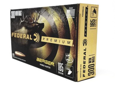 Federal 300 Win Mag Ammunition P300WBCH1 185 Grain Berger Hybrid Hunter 20 Rounds