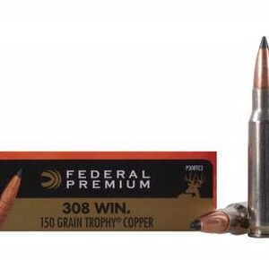 Federal 308 Win Vital-Shok P308TC3 150 Grain Trophy Copper Tipped Boat Tail Lead-Free 20 rounds