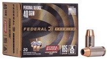 Federal 40 S&W Hydra-Shok Tactical P40HS3 165 gr Jacketed Hollow Point 20 rounds