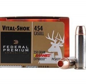 Federal 454 Casull Ammunition Vital-Shok P454XB1 250 Grain Barnes XPB Hollow Point Lead-Free 20 rounds