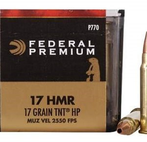 Federal 17 HMR Ammunition V-Shok P770 17 Grain Speer TNT Jacketed Hollow Point 50 Rounds