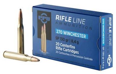 Prvi PPU Standard Rifle 270 Winchester Ammunition PP2701 130 Grain Soft Point 20 Rounds
