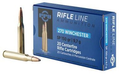 Prvi PPU Standard Rifle 270 Winchester Ammunition PP2702 150 Grain Soft Point 20 Rounds