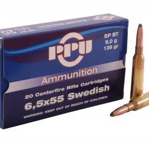 Prvi PPU 6.5x55mm Swedish Ammunition PP6SWS 139 Grain Soft Point Boat Tail 20 rounds