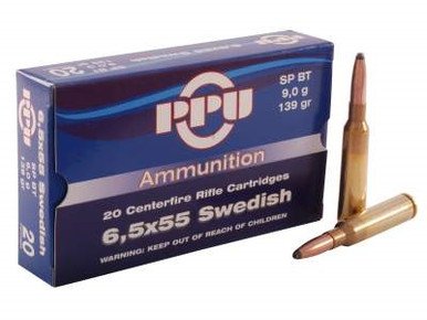 Prvi PPU 6.5x55mm Swedish Ammunition PP6SWS 139 Grain Soft Point Boat Tail 20 rounds