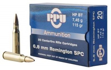 Prvi PPU 6.8mm Remington SPC Ammunition PP68F 115 Grain Full Metal Jacket Boat Tail 20 Rounds