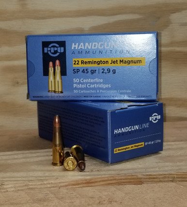 Prvi PPU 22 Rem Jet Mag Ammunition PPH22RJ 45 Grain Soft Point 50 Rounds