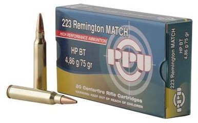 Prvi PPU 223 Remington/5.56 NATO Ammunition PPM2232 75 Grain Match Hollow Point Boat Tail 20 Rounds