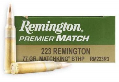 Remington 223 Rem Ammunition Premier RM223R3 77 Grain MatchKing Boat Tail Hollow Point 20 rounds