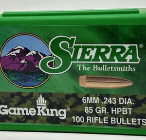 Sierra 6mm (.243 Dia) Reloading Bullets Gameking SRAA1530 85 Grain Hollow Point Boat Tail 100 Pieces