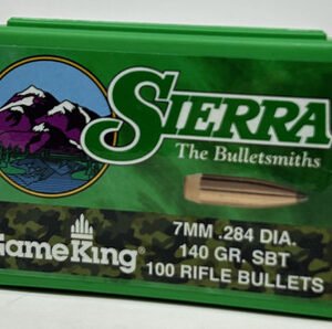 Sierra 7mm (.284 Dia) Reloading Bullets Gameking SRAA1905 140 Grain Boat Tail Spitzer Soft Point 100 Pieces