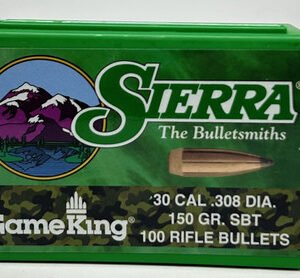 Sierra 30 Cal (.308 Dia) Reloading Bullets Gameking SRAA2125 150 Grain Boat Tail Spitzer Soft Point 100 Pieces