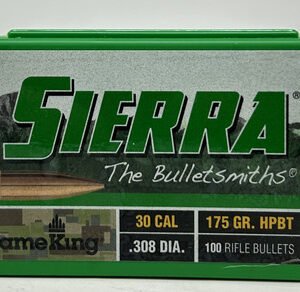 Sierra 30 Cal (.308 Dia) Reloading Bullets Gameking SRAA2175 175 Grain Hollow Point Boat Tail 100 Pieces