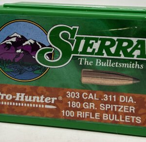 Sierra 303 Cal (.311 Dia) Reloading Bullets Pro Hunter SRAA2310 180 Grain Spitzer Soft Point 100 Pieces