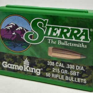 Sierra 338 Cal (.338 Dia) Reloading Bullets Gameking SRAA2610 215 Grain Boat Tail Spitzer Soft Point 50 Pieces