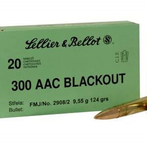 Sellier & Bellot 300 AAC Blackout Ammunition SB300BLKA 124 Grain Full Metal Jacket 20 rounds