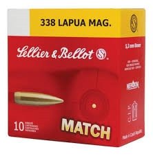 Sellier & Bellot 338 Lapua Magnum Ammunition SB338LMA Sierra Match King 250 Grain MatchKing Hollow Point 10 rounds