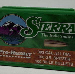 Sierra 303 Cal (.311 Dia) Reloading Bullets Pro Hunter SRAA2300 150 Grain Spitzer Soft Point 100 Pieces