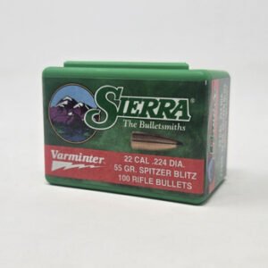 Sierra 22 Cal (.224 Dia) Reloading Bullets Blitz Varminter SRAA1345 55 Grain Flat Base Spitzer Soft Point 100 Pieces