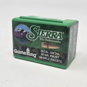 Sierra 22 Cal/5.56mm (.224 Dia) Reloading Bullets Gameking SRAA1355 55 Grain Full Metal Jacket Boat Tail 100 Pieces