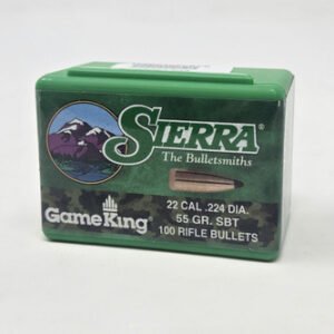 Sierra 22 Cal (.224 Dia) Reloading Bullets Gameking SRAA1365 55 Grain Boat Tail Spitzer Soft Point 100 Pieces