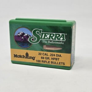 Sierra 22 Cal (.224 Dia) Reloading Bullets Matchking SRAA1380 69 Grain Hollow Point Boat Tail 100 Pieces