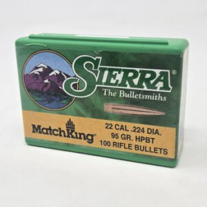 Sierra 22 Cal (.224 Dia) Reloading Bullets Matchking SRAA1396 95 Grain Hollow Point Boat Tail 100 Pieces