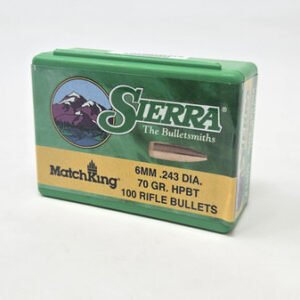 Sierra 6mm (.243 Dia) Reloading Bullets Matchking SRAA1505 70 Grain Hollow Point Boat Tail 100 Pieces