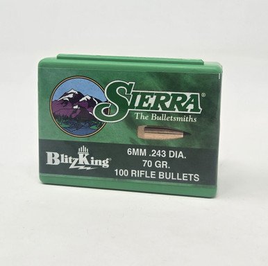 Sierra 6mm (.243 Dia) Reloading Bullets Blitzking SRAA1507 70 Grain Ballistic Tip 100 Pieces