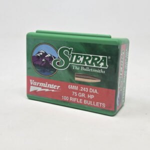 Sierra 6mm (.243 Dia) Reloading Bullets Varminter SRAA1510 75 Grain Flat Base Hollow Point 100 Pieces