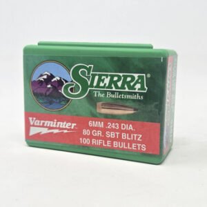 Sierra 6mm (.243 Dia) Reloading Bullets Blitz Varminter SRAA1515 80 Grain Boat Tail Spitzer Soft Point 100 Pieces