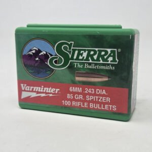 Sierra 6mm (.243 Dia) Reloading Bullets Varminter SRAA1520 85 Grain Flat Base Spitzer Soft Point 100 Pieces