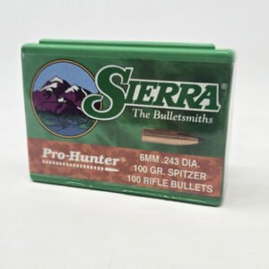 Sierra 6mm (.243 Dia) Reloading Bullets Pro Hunter SRAA1540 100 Grain Flat Base Spitzer Soft Point 100 Pieces