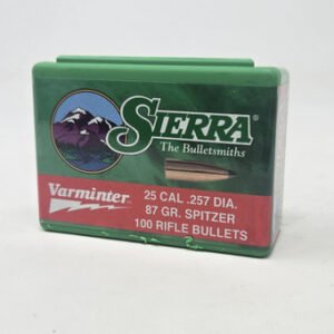 Sierra 25 Cal (.257 Dia) Reloading Bullets Varminter SRAA1610 87 Grain Flat Base Spitzer Soft Point 100 Pieces