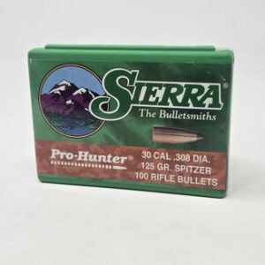 Sierra 30 Cal (.308 Dia) Reloading Bullets Pro Hunter SRAA2120 125 Grain Flat Base Spitzer Soft Point 100 Pieces